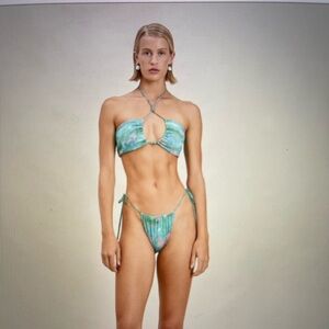 DEVON WINDSOR Blue and Green Bikini with Beaded Accents